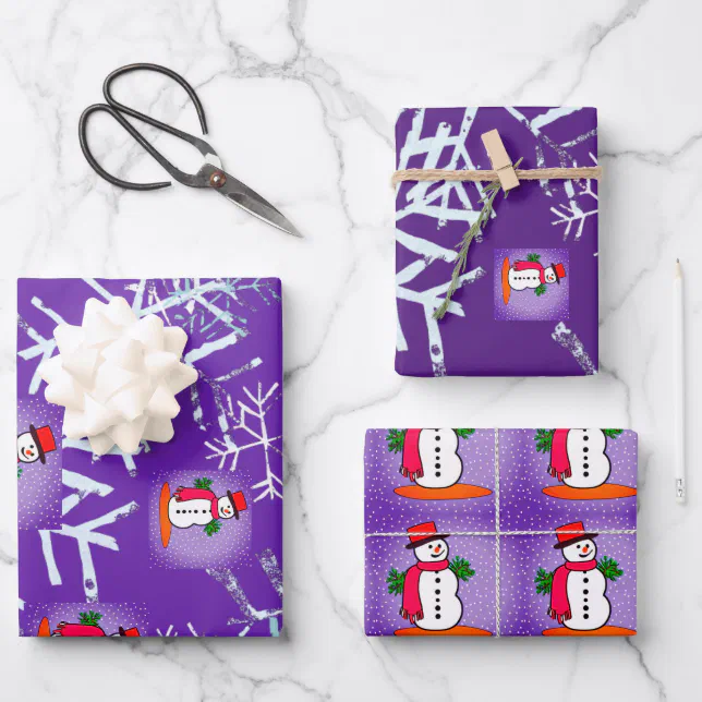 Snow man wrapping paper sheets