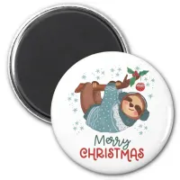 Lazy Sloth Christmas Magnet