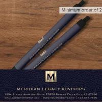 Blue and Gold Monogram Initial Logo Emblem Pen