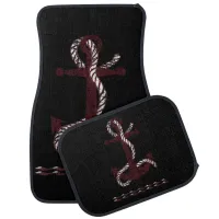 Distressed Anchor Burnt Red DADB Car Floor Mat