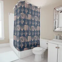 Bold Caribbean Tribal Mudcloth: Navy Blue, Pink Shower Curtain