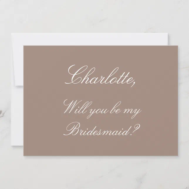 Stylish Taupe Bridesmaid Proposal Card