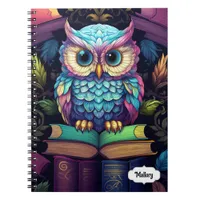 Monogram Fantasy Owl and Books Whimsical Journal