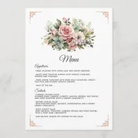 Dusty Rose, Mint Green, and Blush Floral Wedding Menu