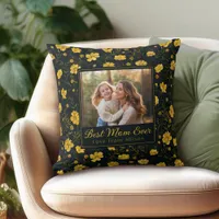 Elegant Yellow Buttercup Flower Mother's Day Photo Throw Pillow