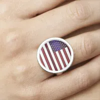 Modern Embossed American Flag Ring