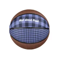 Buffalo Plaid Blue & Black Monogram Simple | Mini Basketball