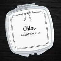 Black & White Trendy Bow Personalized Bridal Party Compact Mirror
