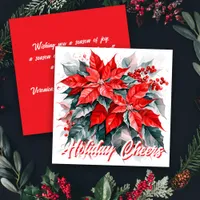 Festive Poinsettia Holiday Greetings Flat Card