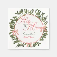 Miss to Mrs. Coquette Mistletoe Bridal Shower  Napkins