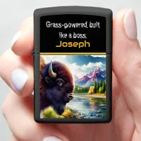 Majestic Buffalo by the Tranquil River at Sunrise Zippo Lighter