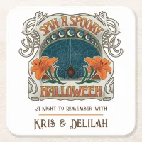 Spooky Halloween, Personalized Square Paper Coaster