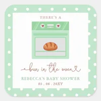 Bun In The Oven Gender Neutral Baby Shower Square Sticker