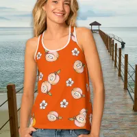 Peach Flower Pattern Hand Drawn Summer Modern Bold Tank Top