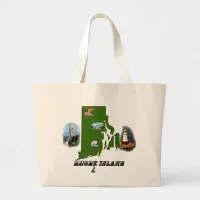 Rhode Island Map, Photos and Text Large Tote Bag