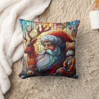 Winter fest with Santa & reindeer! Throw Pillow