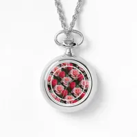 Roses Pink Red Floral Pattern Watch