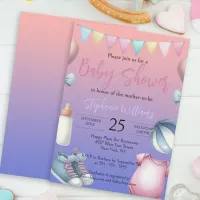 Playful Adorable Pastel Essentials Baby Shower Invitation