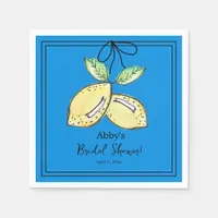 Watercolor Lemon Blue Main Squeeze Bridal Shower Napkins