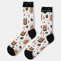 Cute Whimsical Garden Snails Butterflies & Flowers Socks