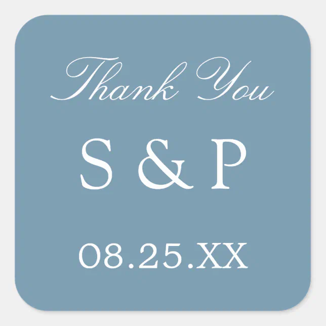 Dusty Blue Wedding Favor Thank You Sticker