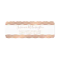 Elegant Copper Rose Gold Foil Chevron Label