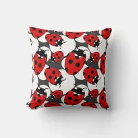 Cartoon Ladybug Pattern Throw Pillow