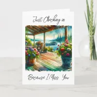 Just Checking In | Pretty Deck at Lake Card