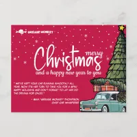 Festive Car Care Message Card with Vintage Flair