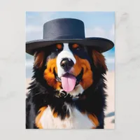 Bernese Mountain Dog in a Hat Postcard