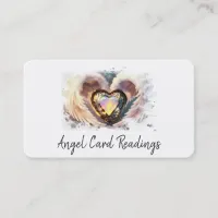 *~* Opal Heart White Gold Angel Wings AP78 QR Business Card