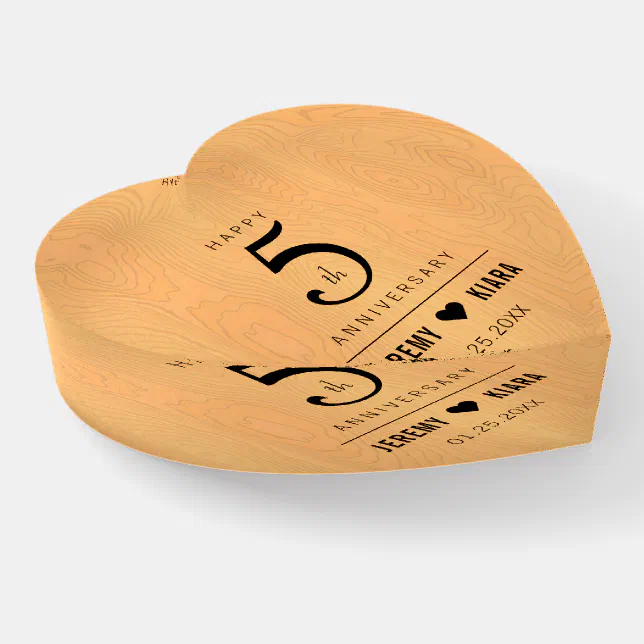 Elegant 5th Wood Wedding Anniversary Celebration Paperweight