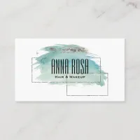 *~* Geometric Silver Turquoise Watercolor Girly Business Card