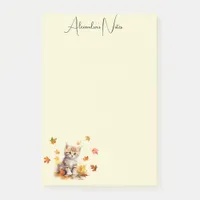 Cute Orange Tabby Kitten in Fall Leaves Post-it Notes