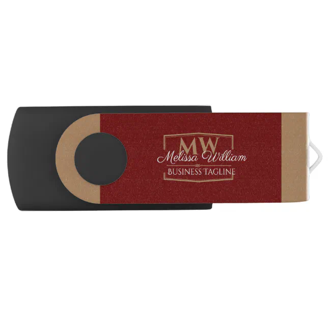 Red Gold Monogram Flash Drive