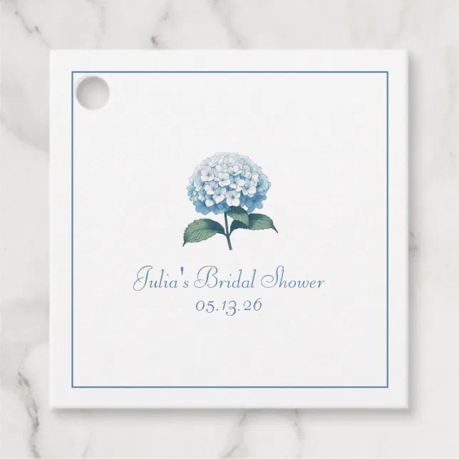 Custom Chic Bridal Shower Elegant Blue Hydrangea Favor Tags