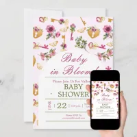 Burgundy Bloom Floral Baby Shower  Invitation