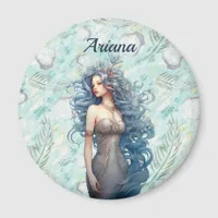 Beautiful Blue-Haired Mermaid  Magnet