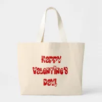 Happy Valentine's Day with Hearts Large Tote Bag