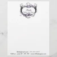 purple, black and white Chic Business letterheads Letterhead