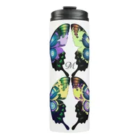 Sophisticated Glamorous Aqua  Elegant Butterflies Thermal Tumbler