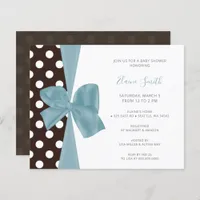 Budget Blue Bow Boy Baby Shower Invitations