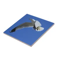 Breathtaking Ring-Billed Gull Shorebird in Flight Ceramic Tile