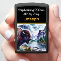 Majestic Buffalo by a Tranquil Mountain River Zippo Lighter