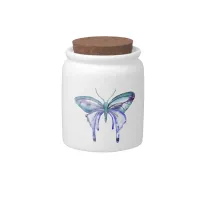 watercolor aqua blue purple butterfly candy jar