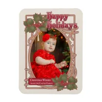 Happy Holidays Vintage Style Vertical Photo Magnet