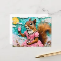 Adorable Squirrel in a Pink Dress Postcard