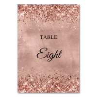 Glittery Rose Gold Wedding Table Number