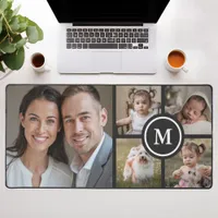 Custom 5 Photo Collage Black Family Desk Mat