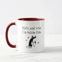 Cats and Wine Feline Fine Wine Pun with Cat Mug